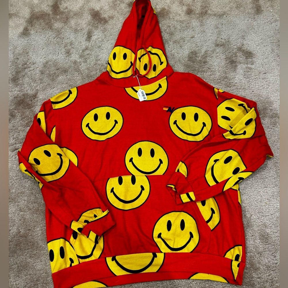 NWT Aviator Nation Red Smiley Repeat Hoodie and sweatpants Set - Picture 5 of 10
